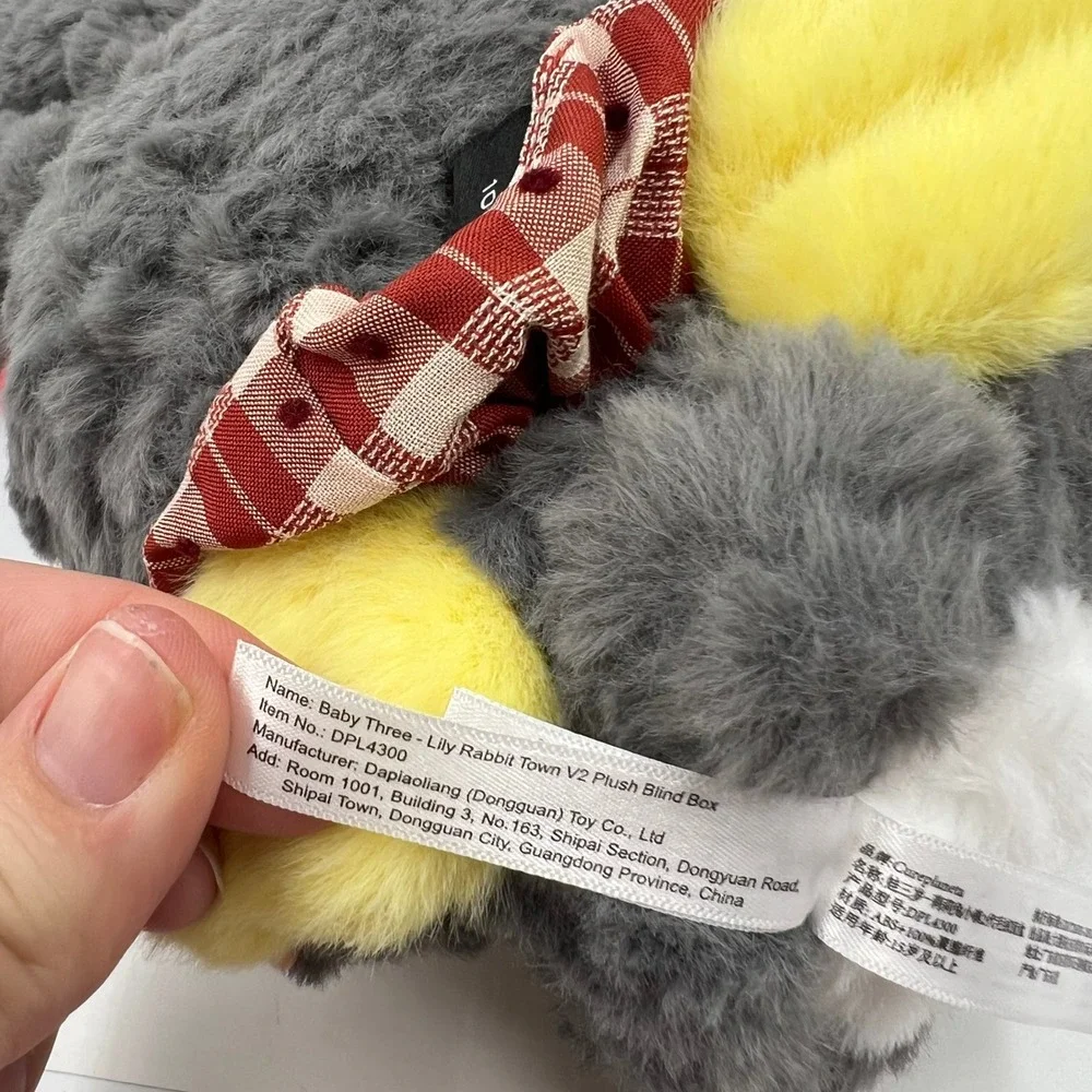 Baby Three Lily Rabbit Town V2 Dizzy Gray Bunny Plush Designer Toy with Card